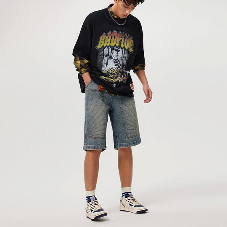 Li Ning Badfive Letter Print Comfortable Loose Round Neck Short Sleeve T-Shirt Men Tops Black AHSU417-1