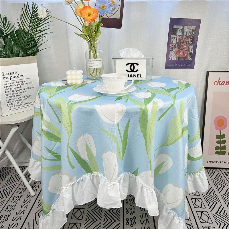 Spitze Runder Tischdecke Floraler Pastoraler Stil Picknick Party Dekorationstuch Ins Schmutzabweisend Antifouling Matte Süß