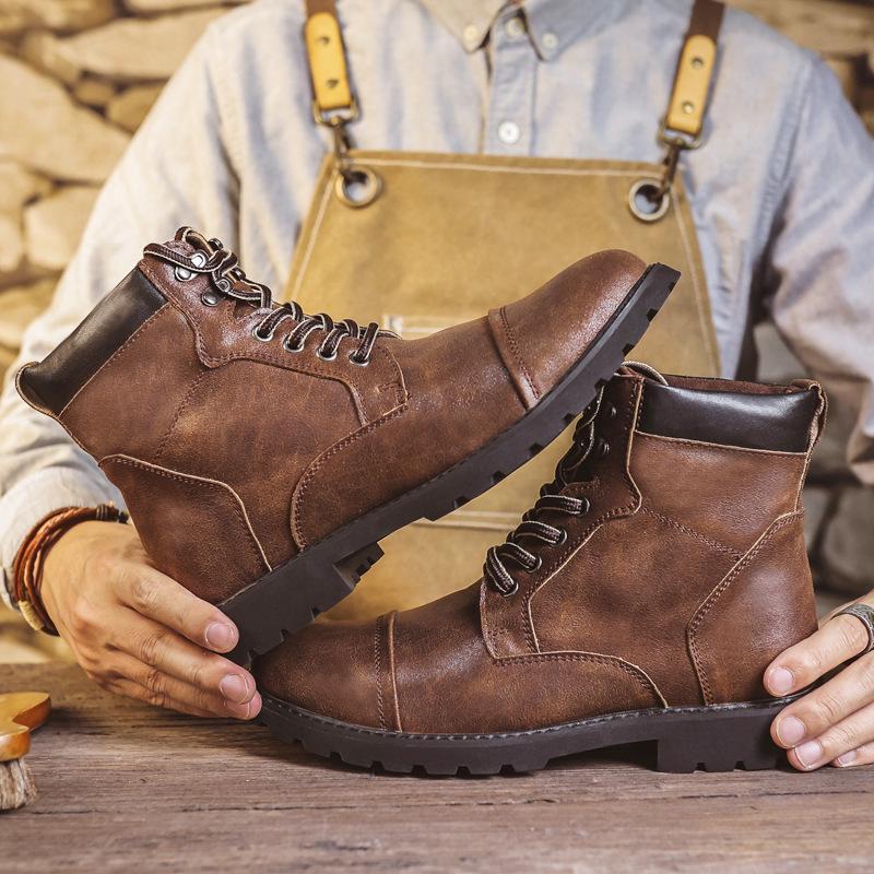 Men's Retro British Style High-Top Martin Boots: Fashionable Autumn Winter Work Footwear