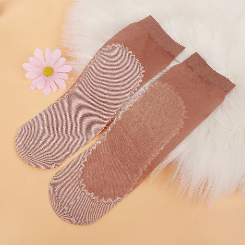 

10pairs Summer Soft Silk Socks Women Cotton Breathable Bottom Non-Slip Transparent Socks Ladies Short Sock Nylon Slippers Sock