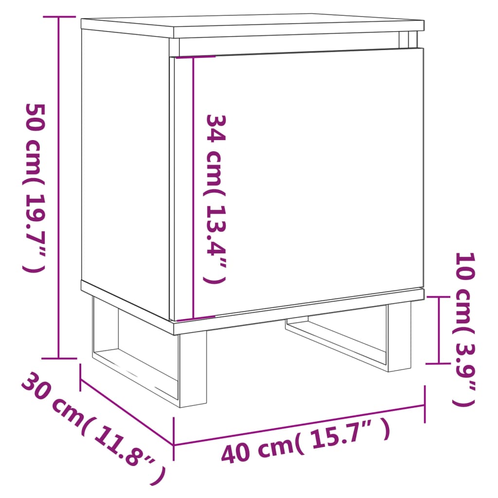 Nightstands 2 pcs Grey Sonoma 40 x 30 x 50 cm Particleboard
