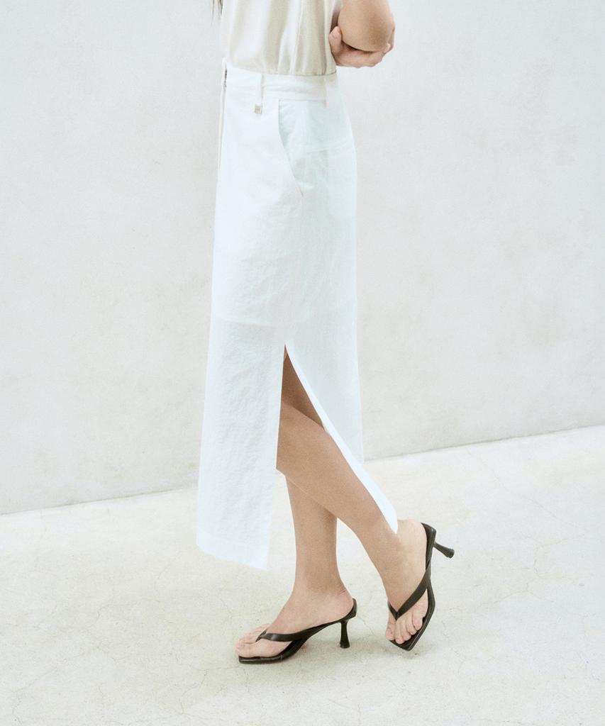 RE RHEE Side Slit Nylon Midi Skirt