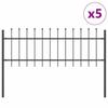 Garden Fence Panel Set 5 Pcs Gray 8.5 X 0.6 M Powder Coated Steel