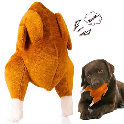 Pet Dog Roast Chicken Plush Squeaky Stuffed Toys Chew-resistant Chew Toy Teeth Cleaning Toy Pet