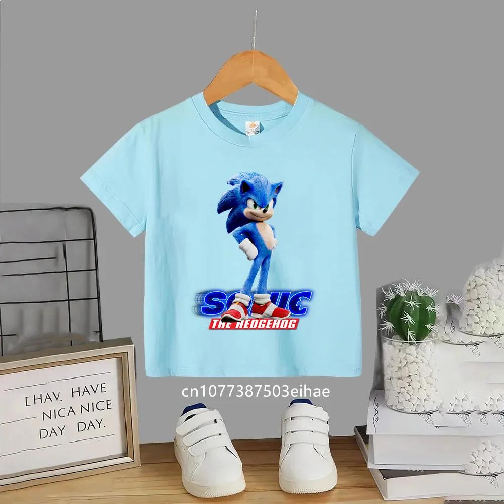 Sonic Popular Anime Merch Kids Round Neck Short Sleeve T Shirt Summer Casual Fashion Comfortable Breathable Daily Wear
