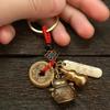 Yiluo Cd Vintage Lucky Cat Car Keychain Five Emperors Money Calabash Feng Shui Coins Red String Key Ring