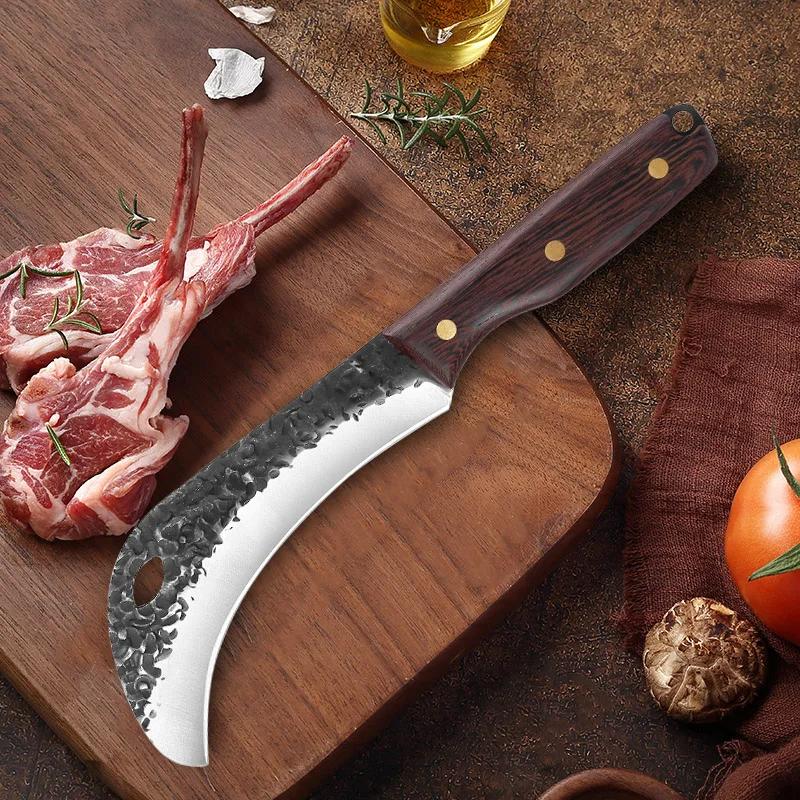 Hand Forged Blade Fruit Knife Banana Durian Knife Wood Handle Boning Butcher Knife High Stainless Steel Kitchen Knives Chef Tool