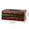 Wooden Antique Book Shaped Napkin Box Tissue Holder Wipes Storage Case Paper Towel Dispenser