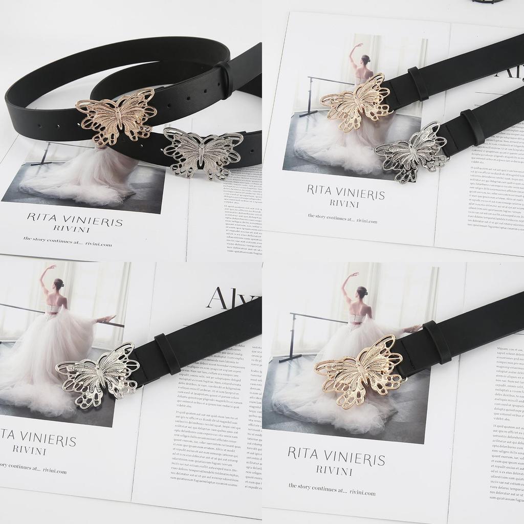 Versatile And Belt Slimming With Butterfly Metal Buckle Belt Decoration Dress