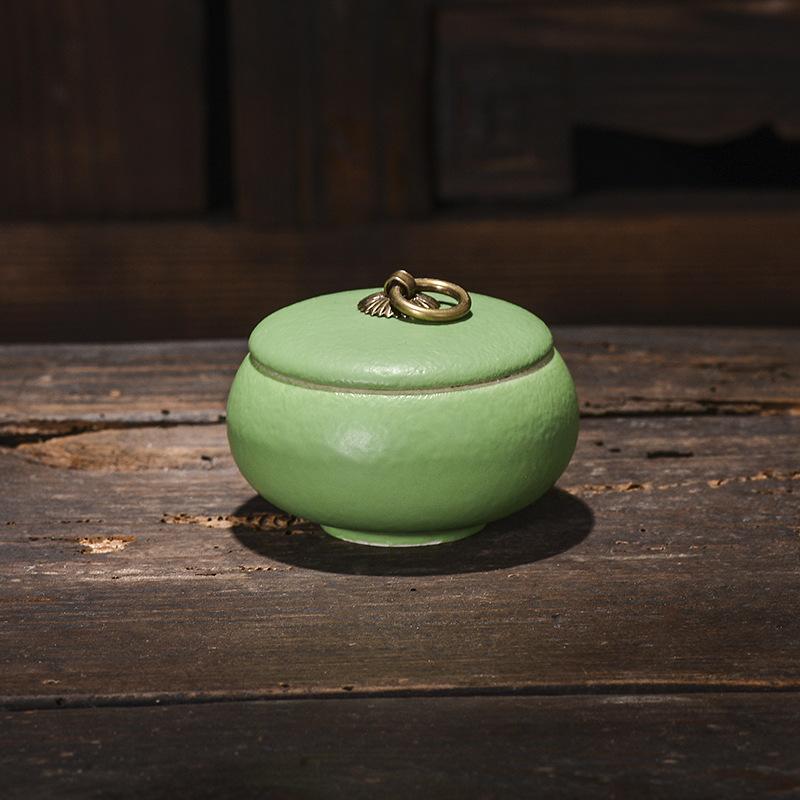 Creative Tea Jar Ceramic Coffee Food Sealed Jar Household Moisture-proof Storage Box Portable Travel Box Storage Container Home
