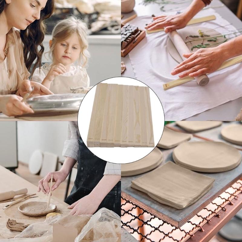 10/20 Pcs Pottery Teaching Rolling Mud Stick Guide 5/10 Size Rolling Pin Guides Sticks Set Clay Depth Guide Pottery Tool