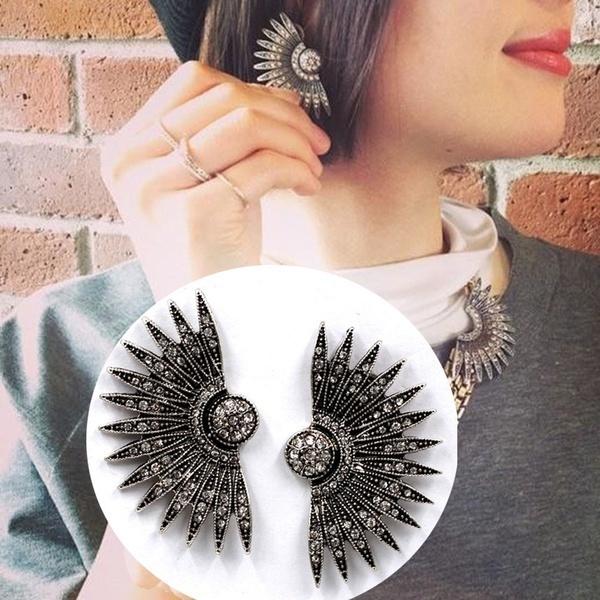 

1 пара женских полных серег геометрической формы, серьги-пусеты античный серебряного