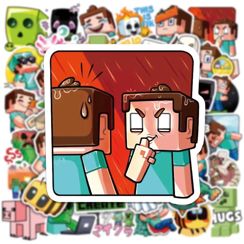 Stickers 50pcs Minecraft Waterproof Adhesive Reusable Refrigerator Case Decor