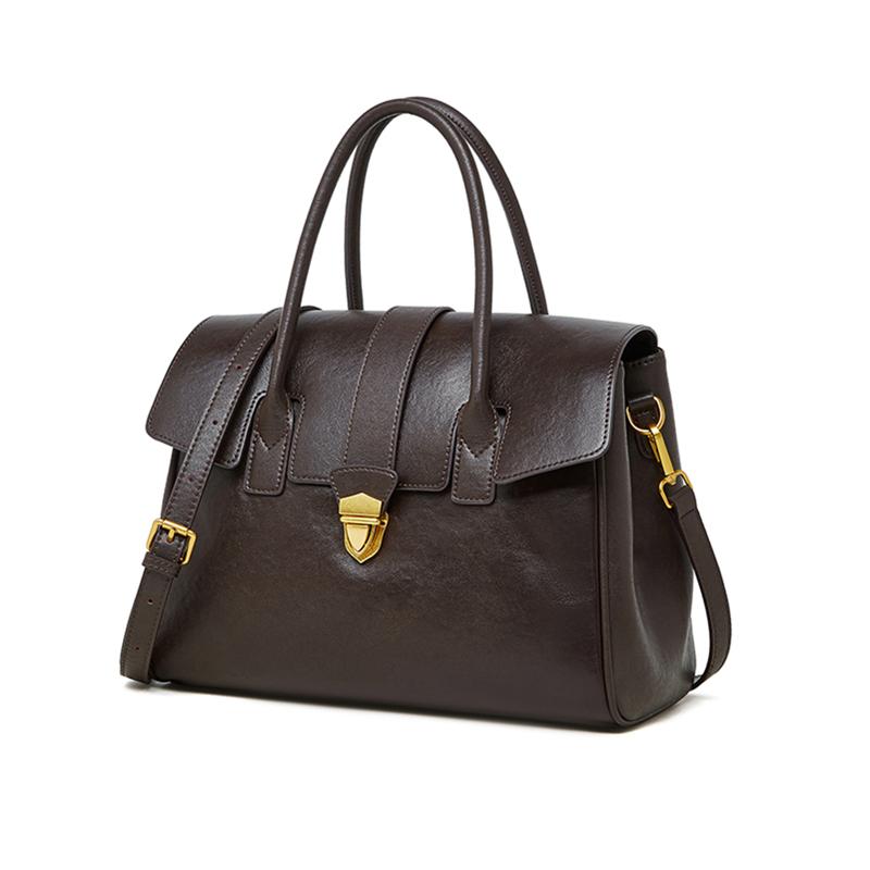 Hifashion Vintage Cow Genuine Leather Large Tote Handbags For Women 2026 Luxury Designer Office Satchel Shoulder Crossbody Bags