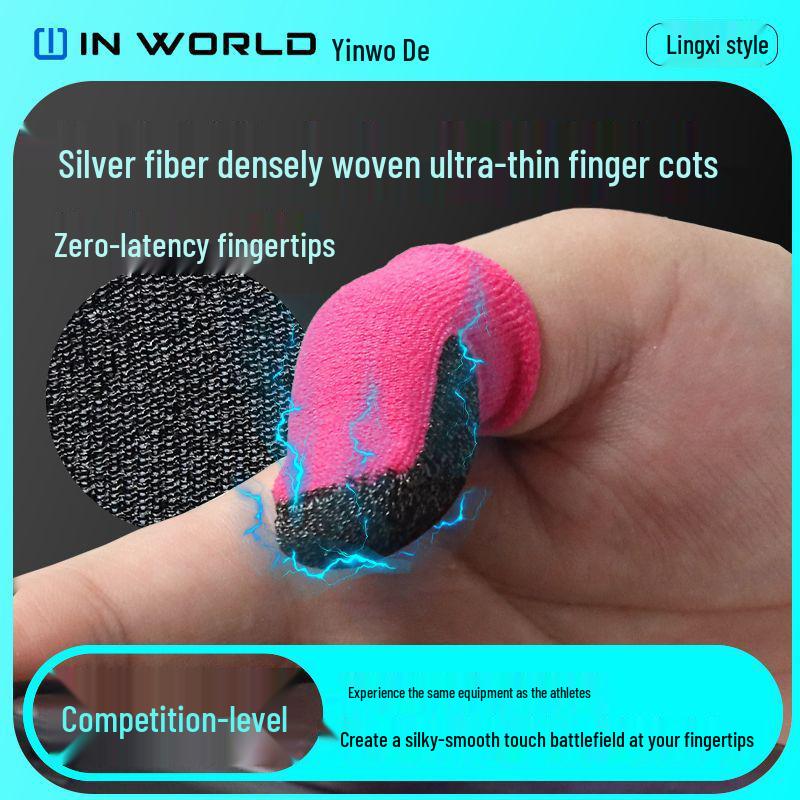 Anti-Slip Silver Fiber Mobile Game Finger Cots - Sensitive, Breathable, Double-Piece for Gaming