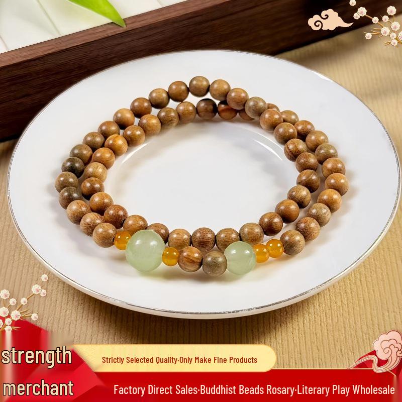 Green Sandalwood & Aventurine Double-Strand Buddhist Bead Bracelet for Men & Women