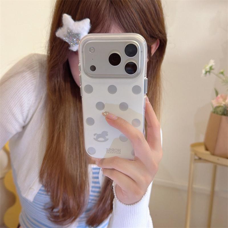 INS Polka Dot Rocking Horse Phone Case For iPhone 17 Pro 16 15 14 Pro Max with Double-Sided IMD Shockproof 17pro Cover Cases
