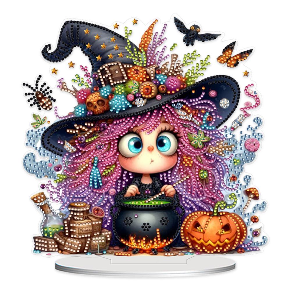 

2D/Flat Halloween DIY Diamond Painting Tabletop Ornaments Kit Diamond Painting Desktop Decorations for Home Office Desktop Decor
