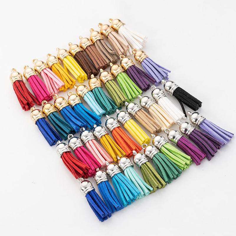 20Pcs/Lot 35mm Leather Tassel for Keychain Straps Jewelry Fiber Fringe Suede Tassel DIY Key Chain Pendants Jewelry Accessories
