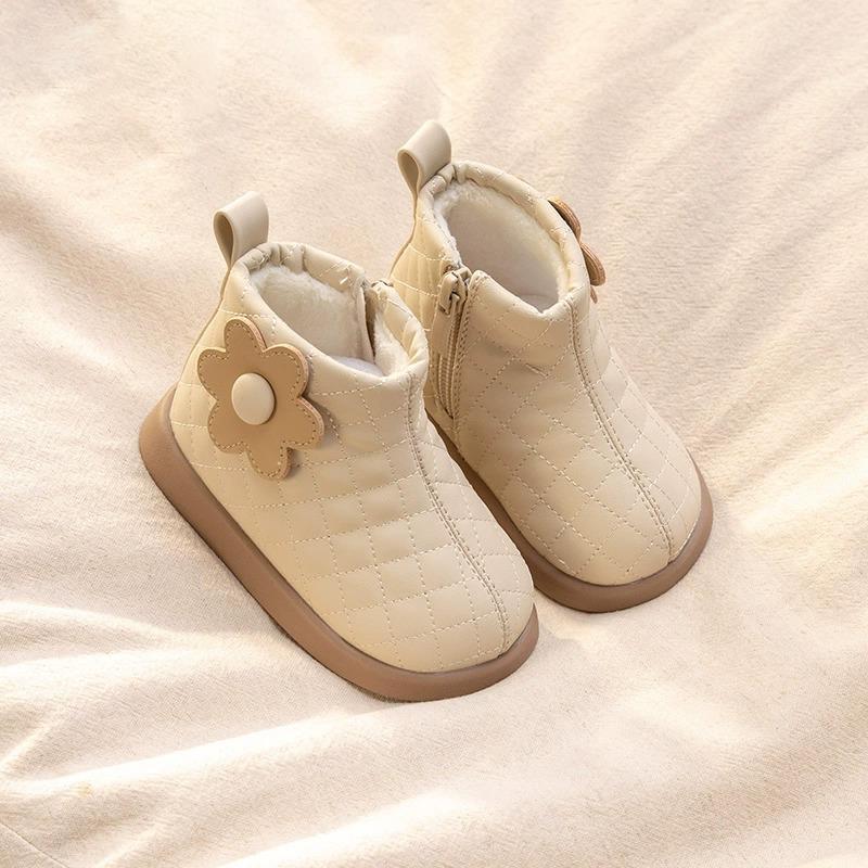 Girls' Martin Boots - Warm, Velvet, Floral, Leather, Short Boots for Autumn & Winter