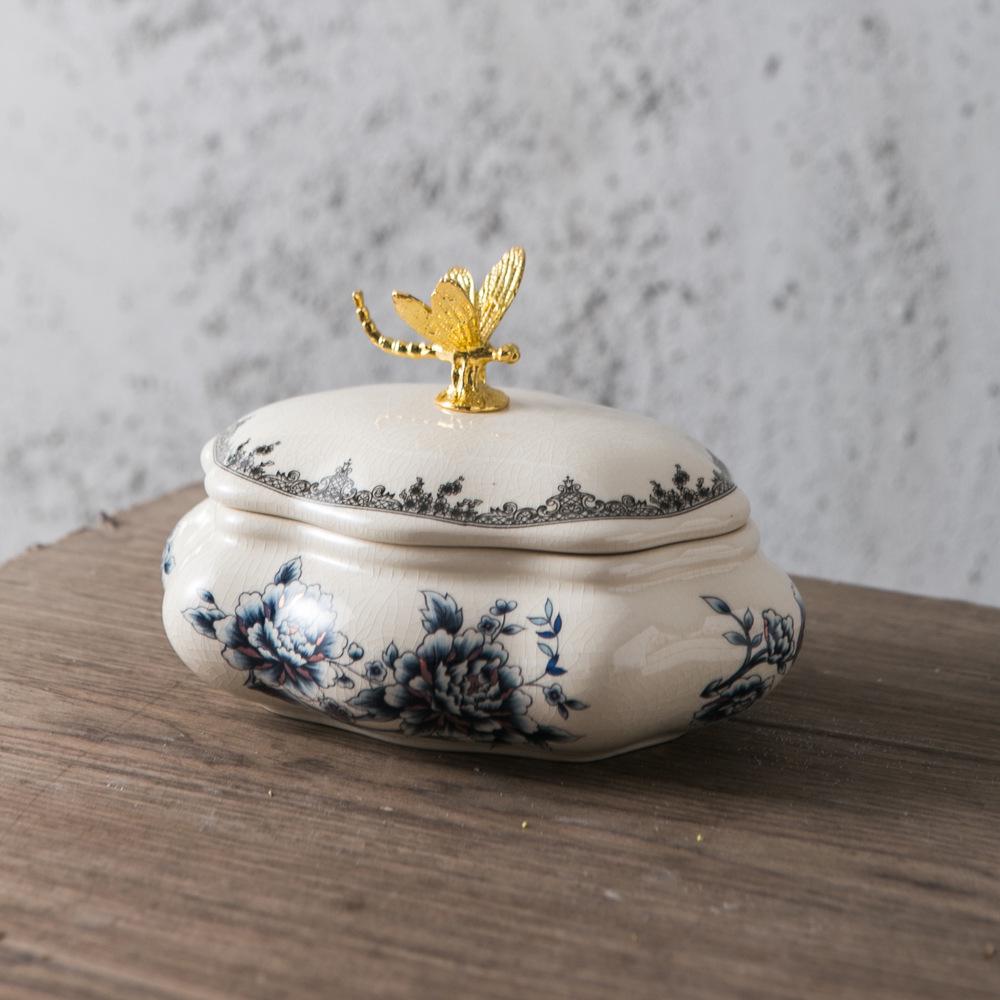 Ретро Керамическая Шкатулка для Хранения Ювелирных Изделий - Американский и Европейский Креативный Домашний Декор
