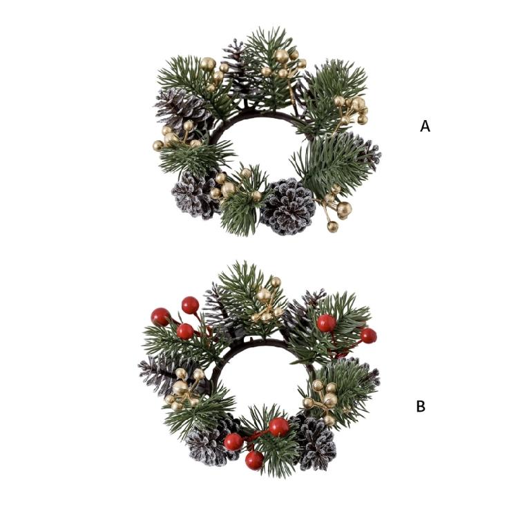Christmas Candle Rings Wreath Wine Bottle Wreath Decoration for Christmas Front Door Window Chair Wall Decoration