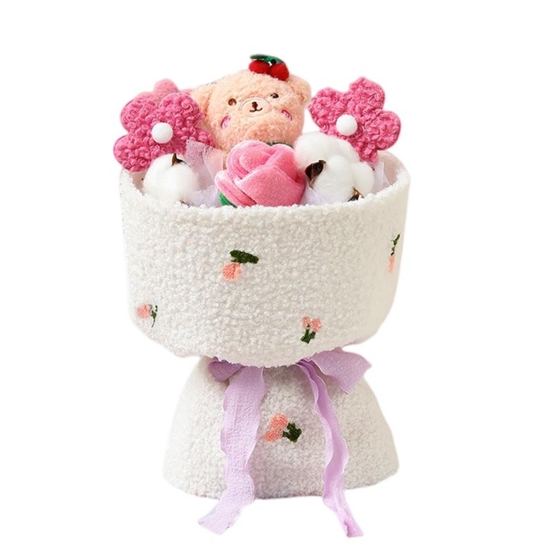Cute Plush Teddy Bear Bouquet With Roses Ideal Gift For Valentine's Day