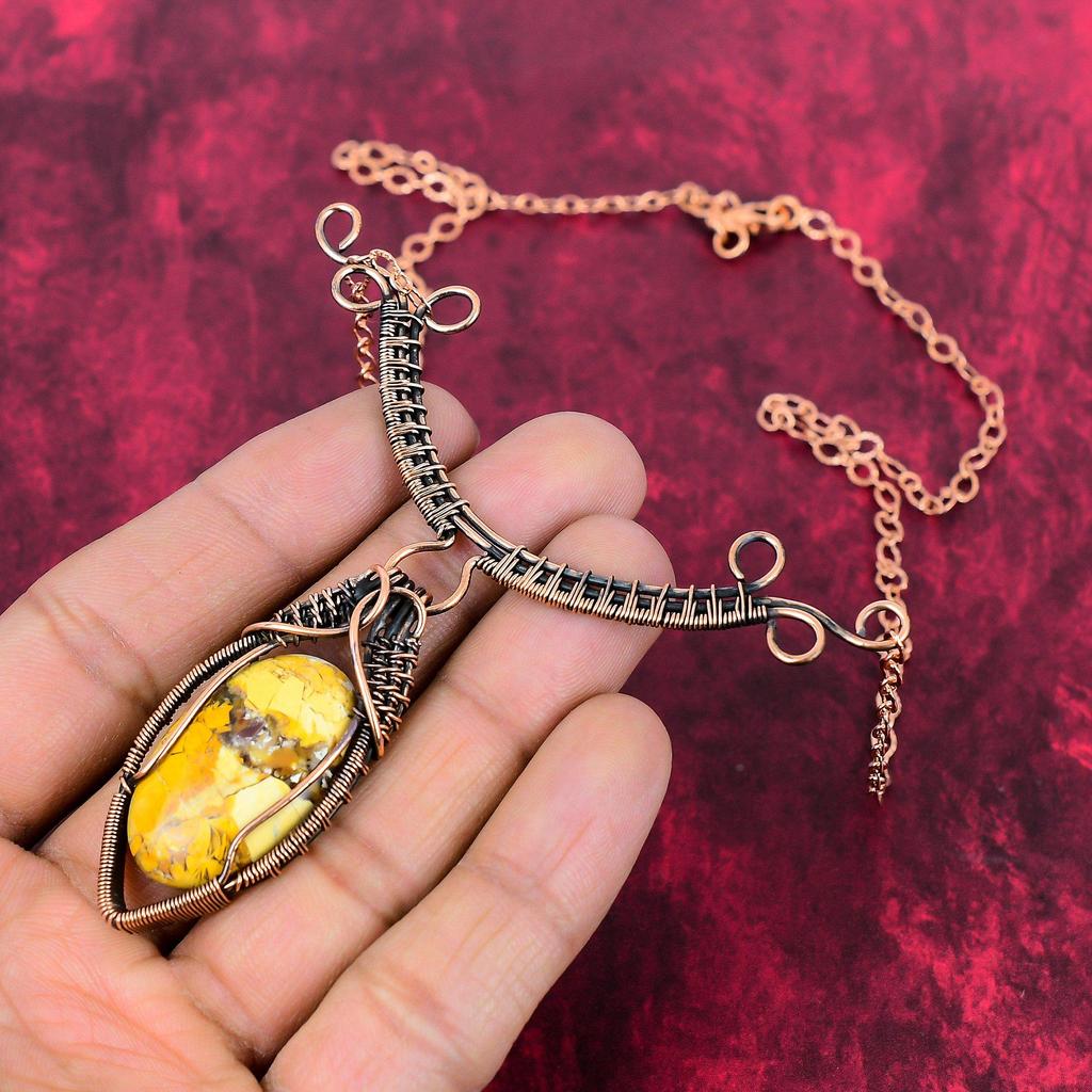 Brecciated Mookaite Necklace Copper Wire Wrapped Necklace Adjustable Chain Necklace Handmade Necklace Gemstone Copper Jewelry Gifts For Her