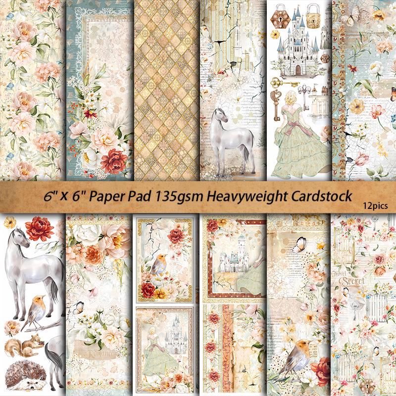Grace 12 Sheets Retro European Castle DIY Paper