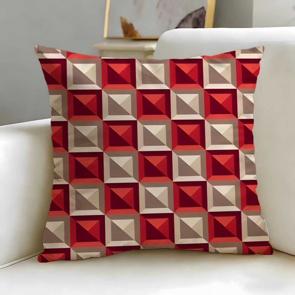 Log Cabin Pattern Cushion Cover Soft EasyWash Pillow Case Versatile for Couch Bed Travel and Office