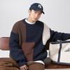 Unisex Color Block Striped Sweater, Autumn/Winter, Japanese Style, Loose Fit, Thick Knit