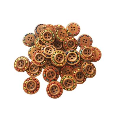 30pcs Round 4 Holes Wood Wooden Buttons for DIY Sewing Scrapbooking 25mm