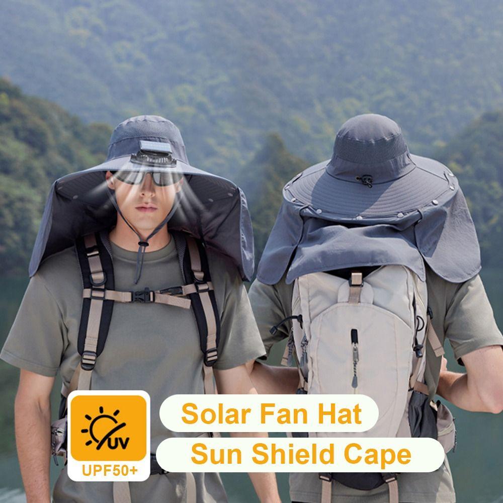 USB Charging Solar Fan Hat Quick Dry Bucket Hat Fashion Men Sun Hat  Summer