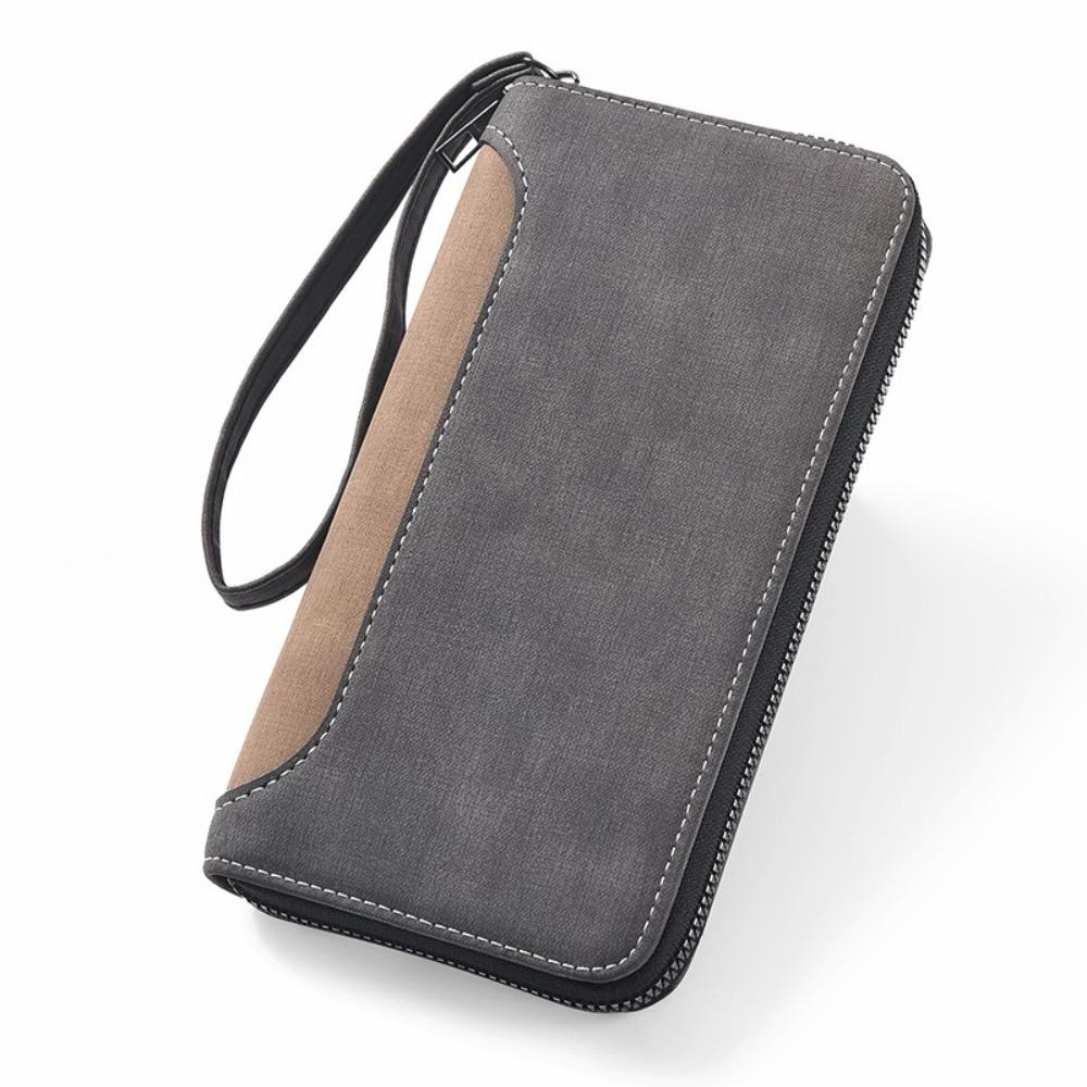 Zipper Business Clutch Bag Leather Men Card Holder Fashion Long PU Wallet  Unisex