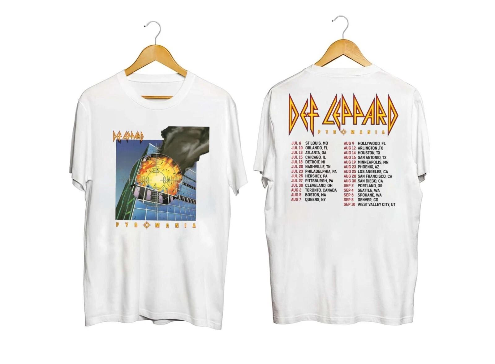 Винтажный стиль Def Leppard Pyromania Футболка, Футболка музыкальной группы Def Leppard XXXXL