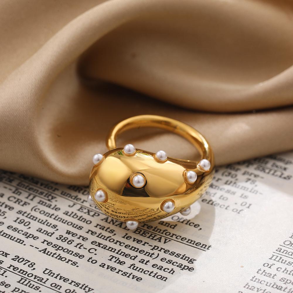 PVD Gros Waterdrop Multicolor Strass Inel Deschidebil Oțel Inoxidabil Perla Luciu Indie Inele Femei Bijuterii Vintage Designer
