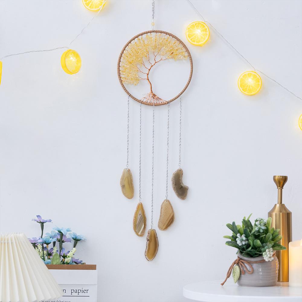 7 Chakra Tree of Life Moon Dream catchers Crystal Stone Rainbow Natural Gemstones Suncatcher Hanging Home Room Wall Decoration 1pcs
