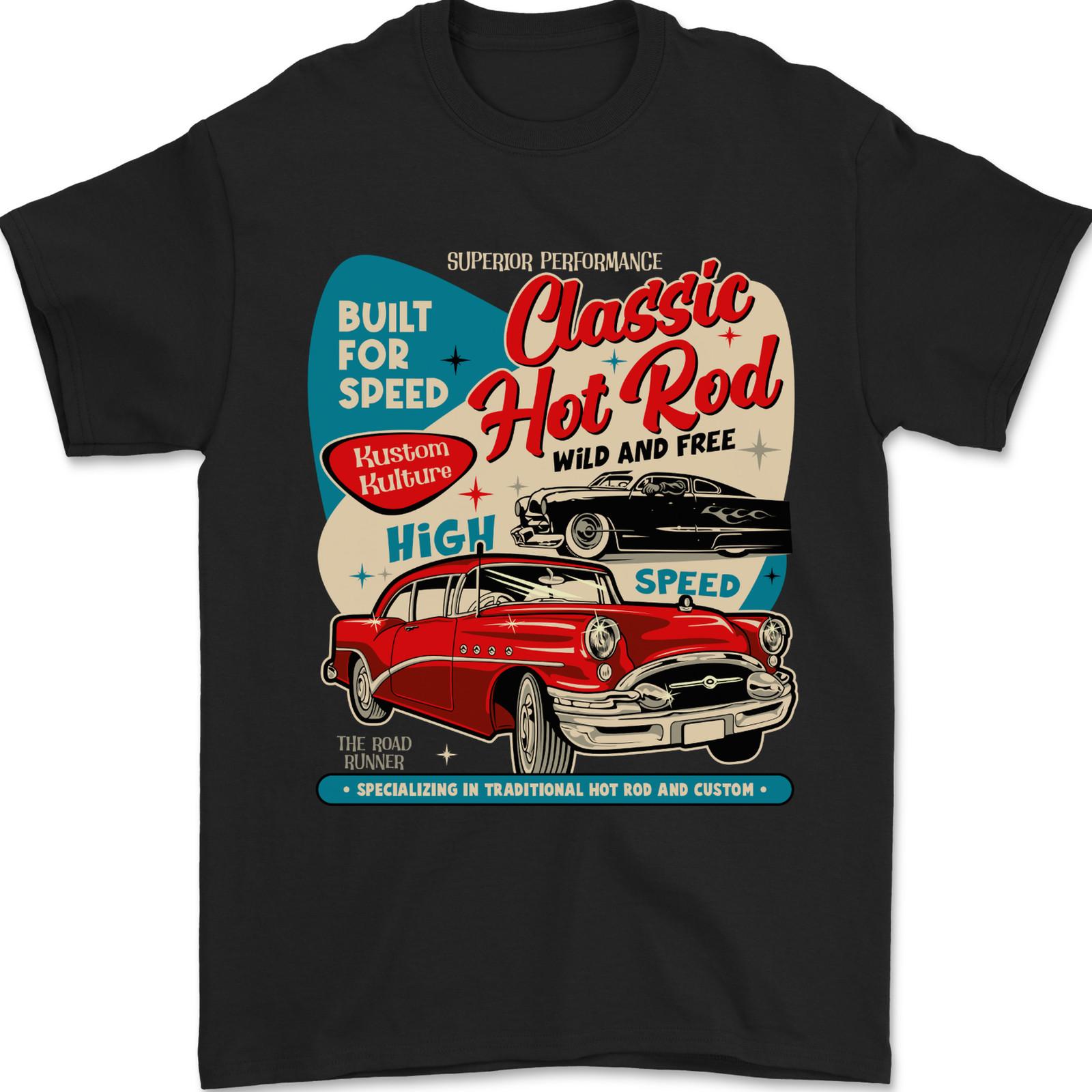 26 Classic Hot Rod Wild & Free Mens T-Shirt 100% Cotton Unisex T-Shirt L