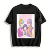 Japanisches Anime-Trio Print Lässiges Oberteil Trendiger Cartoon-Stil Locker Unisex Tägliches T-Shirt Reines Baumwoll-T-Shirt