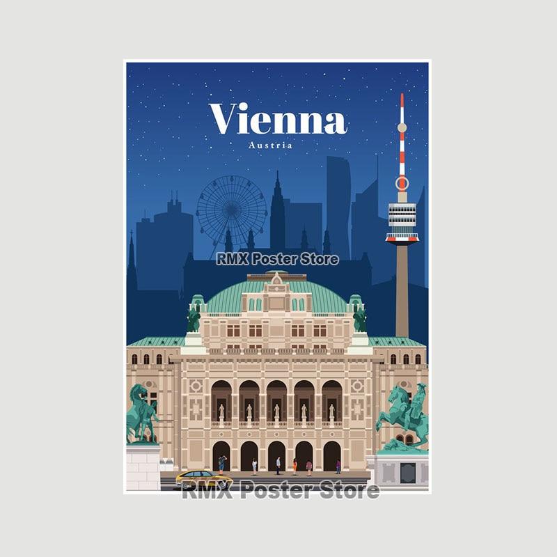 World Travel Minimalist  Posters New York London Paris City Poster White Paper Print Wall Art Decoration Picture Home Cafe Decor