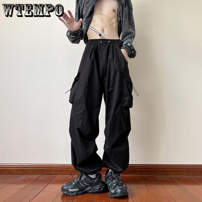 WTEMPO Large Size Cargo Pants Women's High Street Design Hip Hop Loose Leggings Casual Long Couple Wide Leg Pants Streetwear
