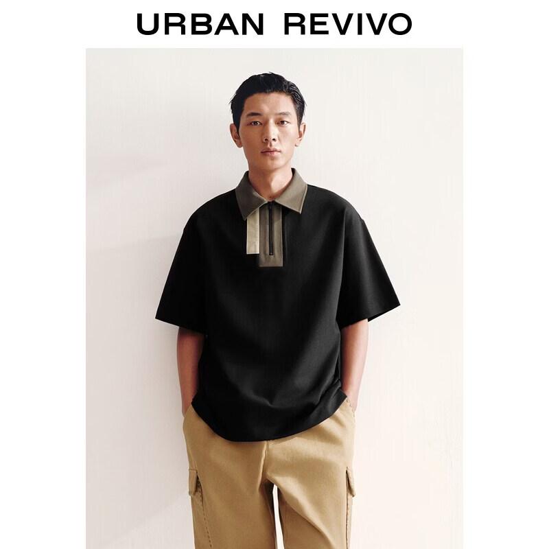 UR2026 Men s Color Block Zipper Polo Shirt S