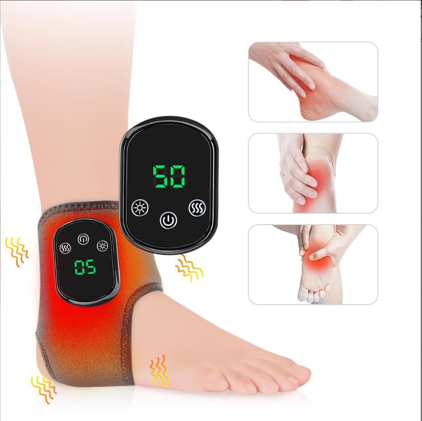 3-in-1 Foot Massager with 5 Heat Levels Portable Rechargeable Cordless Heated Ankle Wrap with 3 Vibration Modes