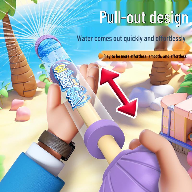 Cartoon Fireworks Water Gun: Pull-out Toy for Kids' Beach & Outdoor Water Play