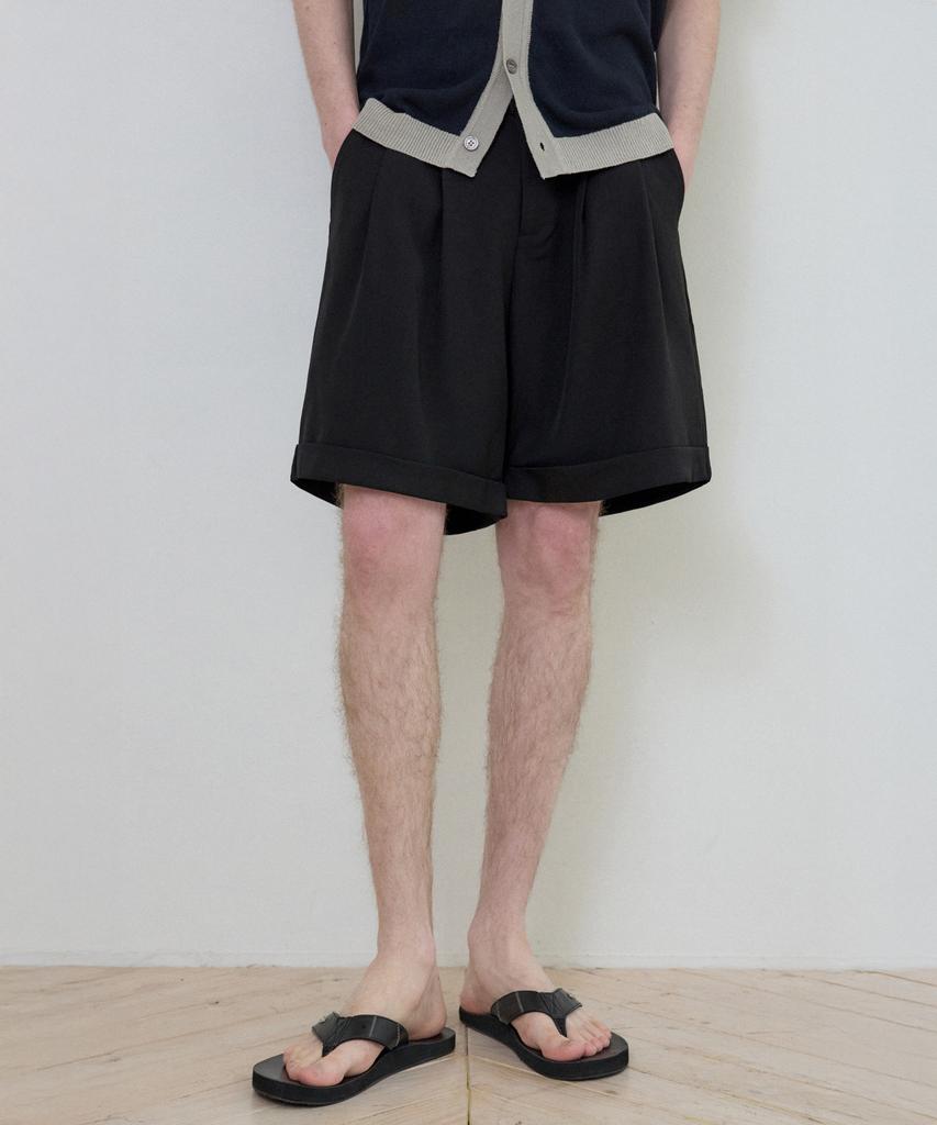 Wednesday Oasis Summer Double-Pleat Half Stretch Slacks_Black(Wc25-Pt05)