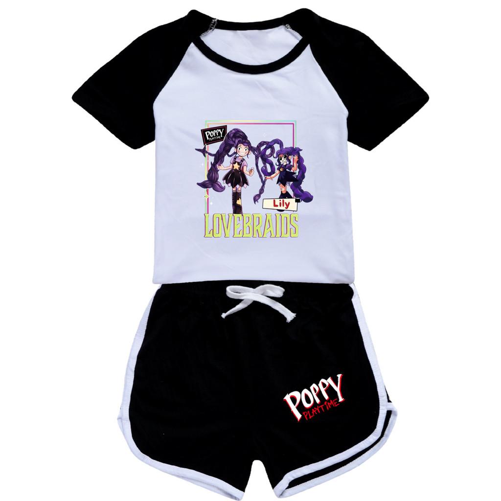 5594 Kids Girls Outdoor Lily Lovebraids Print T-shirt Pants Tracksuit Sets