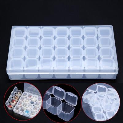 28 Emplacements Plastique Réglable Bijoux Clous Strass Organisateur Perles Boîte de Rangement