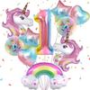 Unicorn Digital Balloon Set for Children's Birthday Party Rainbow 1-9 Birthday Party Balloon Decoration