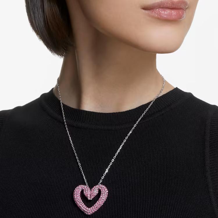 Swarovski Sublima Heart Shaped Rhodium Plated Pendant Imitation Crystal Necklace Women Necklace 5631931
