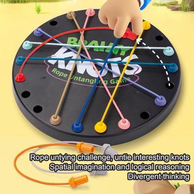Seilpuzzle-Spiel Bunte Schnürspielzeuge Brettspiel Spaß Reisespiel Verdrehtes Knäuel Seil Sortierpuzzle Strategiespiele für Jungen und